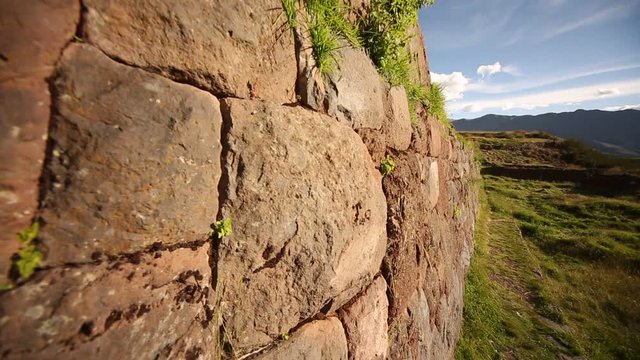  wall in the ruins of Tip�n (Inca ruins). Cusco, Andes of Peru, South America