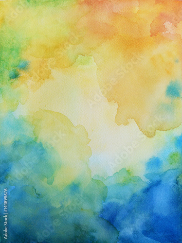 Hand Painted Watercolor Background With Abstract Paint Fringe
