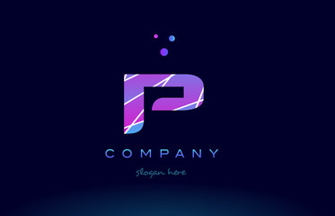 p colored blue pink purple alphabet letter logo icon vector