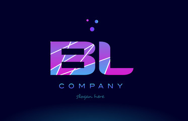 bl b l  colored blue pink purple alphabet letter logo icon vector