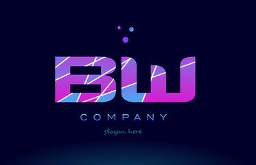 bw b w  colored blue pink purple alphabet letter logo icon vector