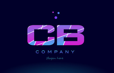 cb c b  colored blue pink purple alphabet letter logo icon vector