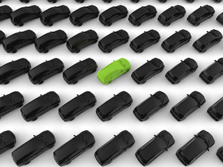 Go green - electric vehicle car standing out concept © 3DConcepts