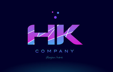 hk h k  colored blue pink purple alphabet letter logo icon vector