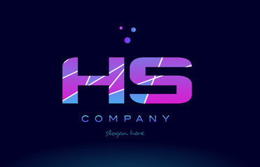 hs h s  colored blue pink purple alphabet letter logo icon vector