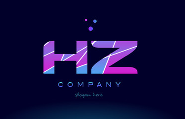 hz h z  colored blue pink purple alphabet letter logo icon vector