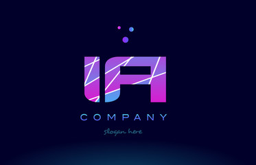 ia i a  colored blue pink purple alphabet letter logo icon vector