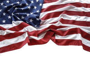 America flag on white. Copy space
