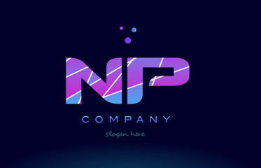 np n p  colored blue pink purple alphabet letter logo icon vector
