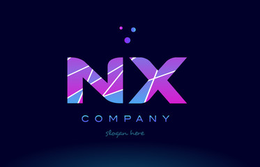 nx n x  colored blue pink purple alphabet letter logo icon vector