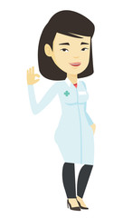Doctor showing ok sign vector illustration.