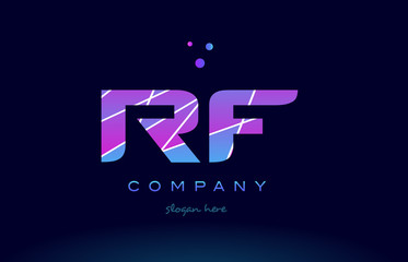 rf r f  colored blue pink purple alphabet letter logo icon vector