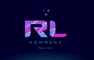 rl r l  colored blue pink purple alphabet letter logo icon vector
