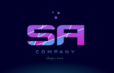 sa s a  colored blue pink purple alphabet letter logo icon vector