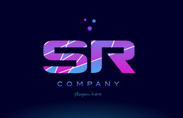 sr s r  colored blue pink purple alphabet letter logo icon vector