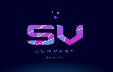 sv s v  colored blue pink purple alphabet letter logo icon vector