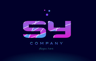 sy s y  colored blue pink purple alphabet letter logo icon vector