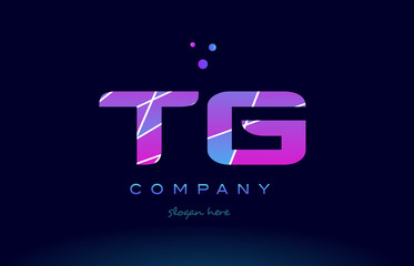 tg t g  colored blue pink purple alphabet letter logo icon vector