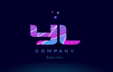 yl y l  colored blue pink purple alphabet letter logo icon vector