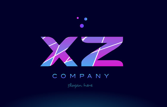 xz x z  colored blue pink purple alphabet letter logo icon vector