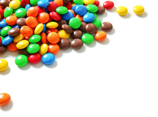 Delicious candies on white background