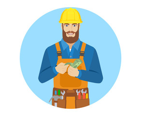 Worker counts cash money