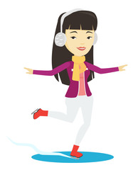 Woman ice skating vector illustration.