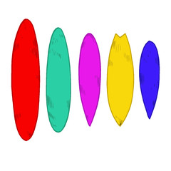 Set of surfboard silhouettes in scale,