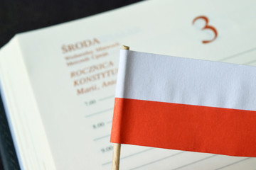 Flaga polski. Rocznica konstytucji 3 maja.
