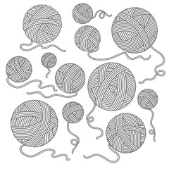 vector set of yarn ball icons