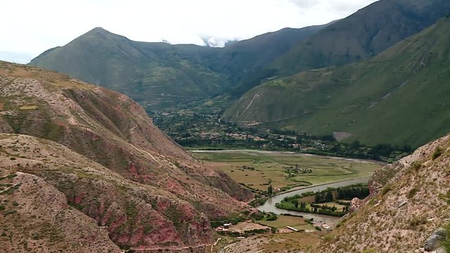 PERU: Salt evaporation pond in Maras. Video footage from South America, Peru. 
