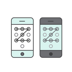 Vector Icon Style Illustration of Locking and unlocking the phone. The concept of mobile phone security, safety or protection of data. Entering a password or code slide across the screen