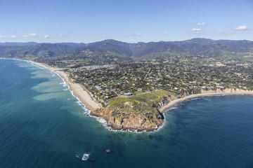 Aerial view of Point Dume State Park and nearby beaches in Malibu, California.  