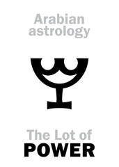 Astrology Alphabet: Lot of POWER, Arabian point of horoscope. Hieroglyphics character sign (single symbol).