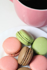 Mix of multicolored French macarons