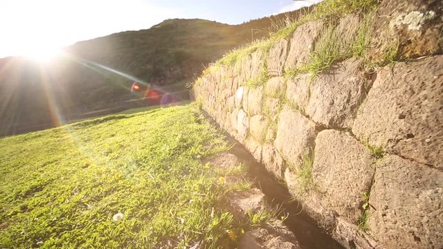 water channel in Tip�n (Inca ruins). Cusco, Andes in Peru, South America. HD video footage 