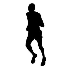 Fototapeta na wymiar Running man vector isolated silhouette. Marathon