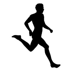 Runner, vector isolated silhouette. Side view