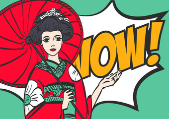 geisha. Japanese Woman. Pop art style,wow, eps 10