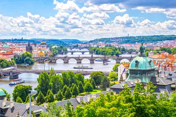 Papier Peint photo Prague Bridges of Prague and the River Vltava  Czech Republic