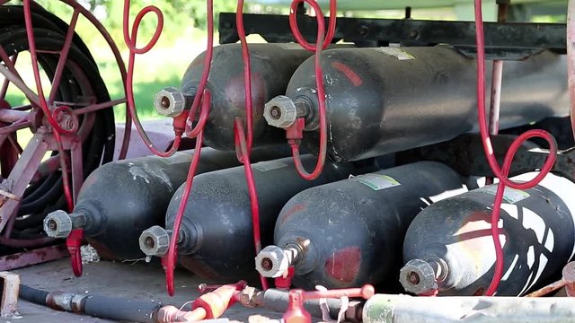 Black gas cylinders, pressure tanks