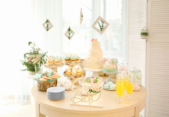 Table with sweets prepared for party