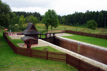 Fototapeta na wymiar One of the locks of Augustow Canal between Poland and Belarus near Augustow (Poland)