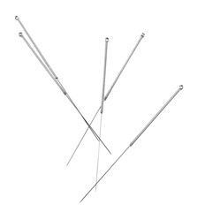 Needles for acupuncture on white background
