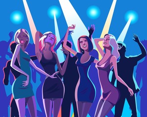 Obraz na płótnie Canvas Women dancing in the club