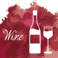 wine bottle and glass cup vintage poster vector illustration eps 10