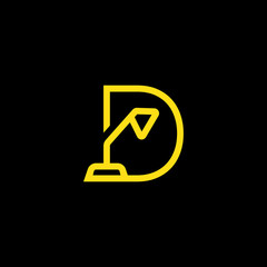 D initials unique logo desk lamp yellow