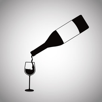 wine bottle pouring glass cup image vector illustration eps 10