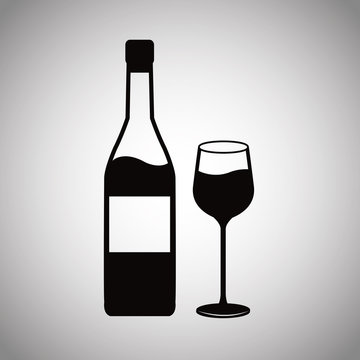 wine bottle and glass cup image vector illustration eps 10