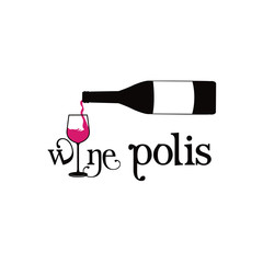wine polis bottle pouring glass cup image vector illustration eps 10